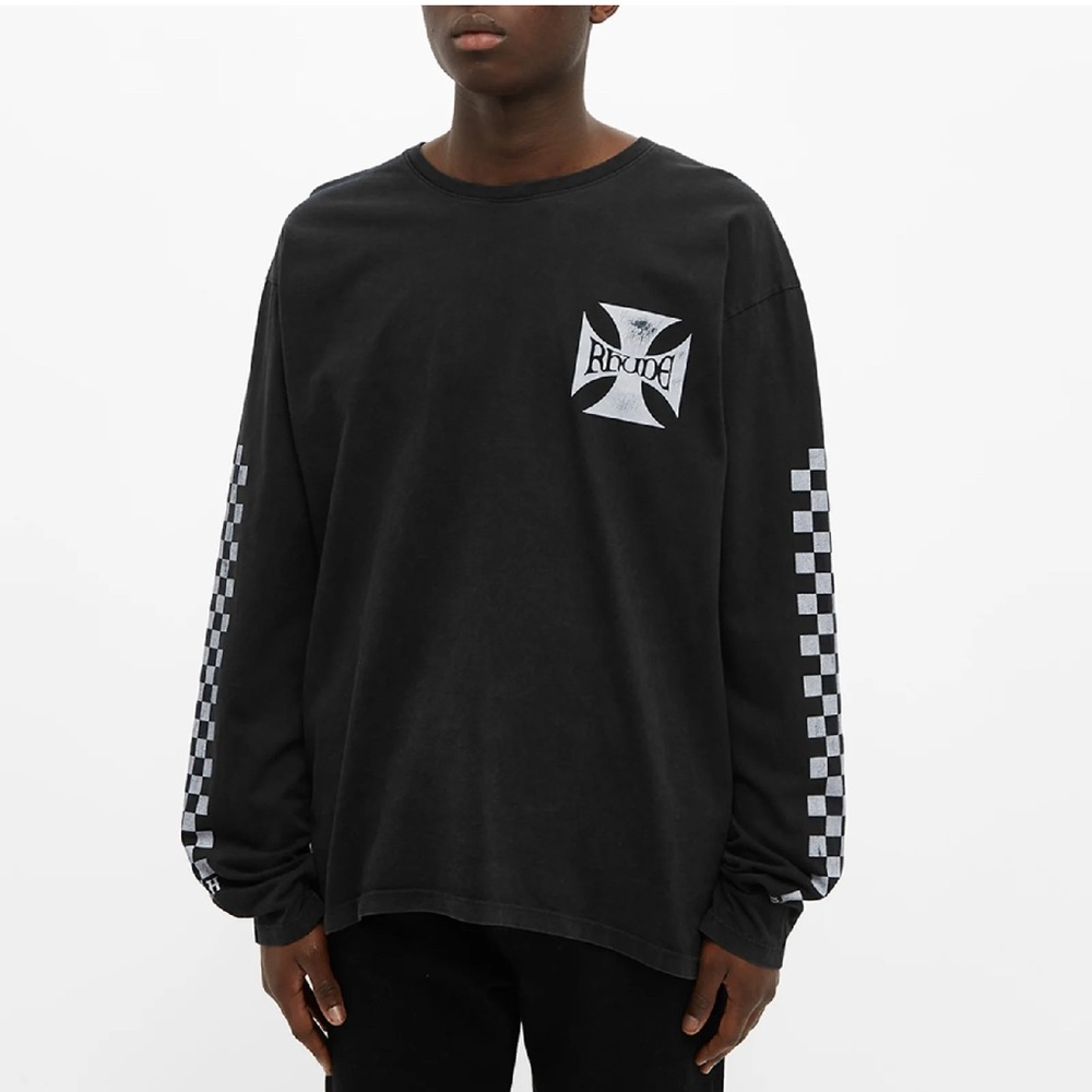 RHUDE CLASSIC CHECKERS LONG SLEEVE TEE 2XL